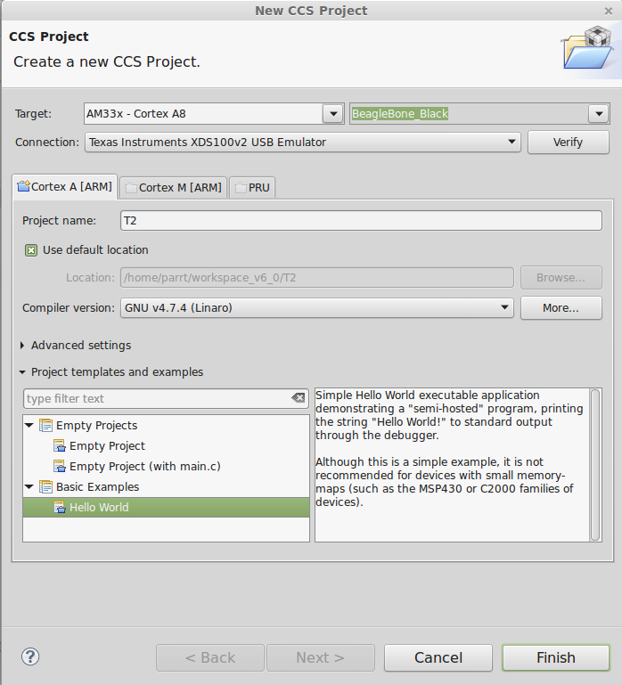 BeagleBone Black Debugging via TI USB100v2 JTAG Emulator