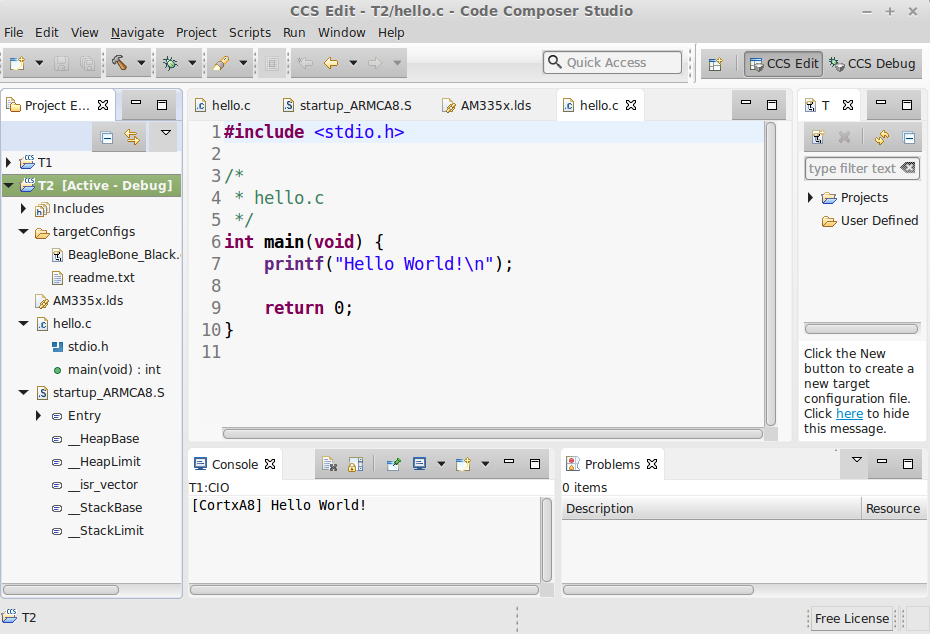 BeagleBone Black Debugging via TI USB100v2 JTAG Emulator