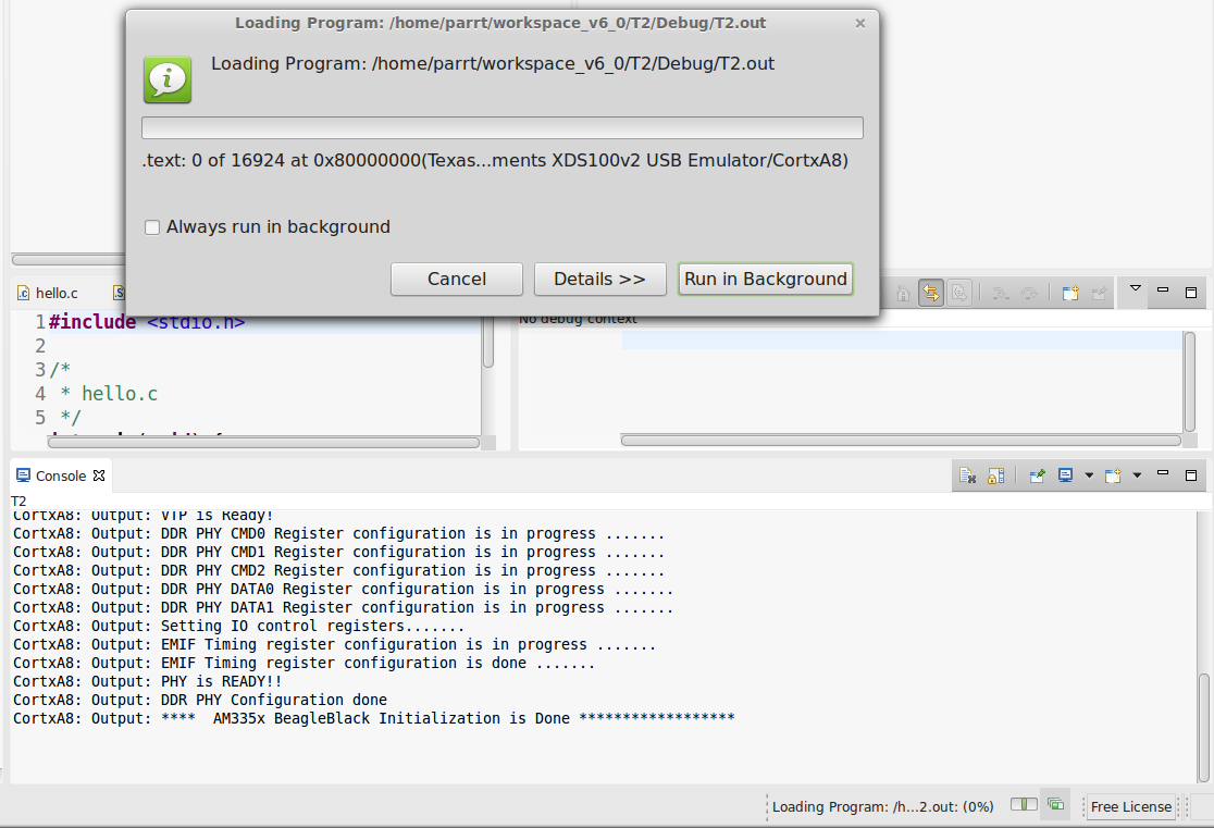 BeagleBone Black Debugging via TI USB100v2 JTAG Emulator